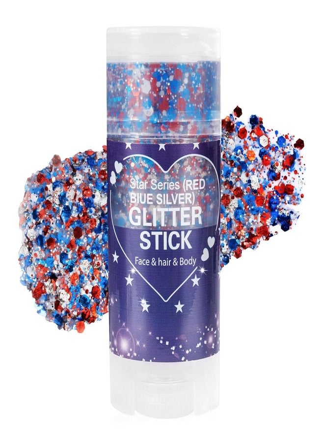 Miniling Patriotic Red White and Blue Glitter Stick, 4th of July Outfits for Body & Hair, Women Kids Fourth of July Accessories, Face Hair Glitter for Independence Day, Memorial Day, Veterans Day - Image 1